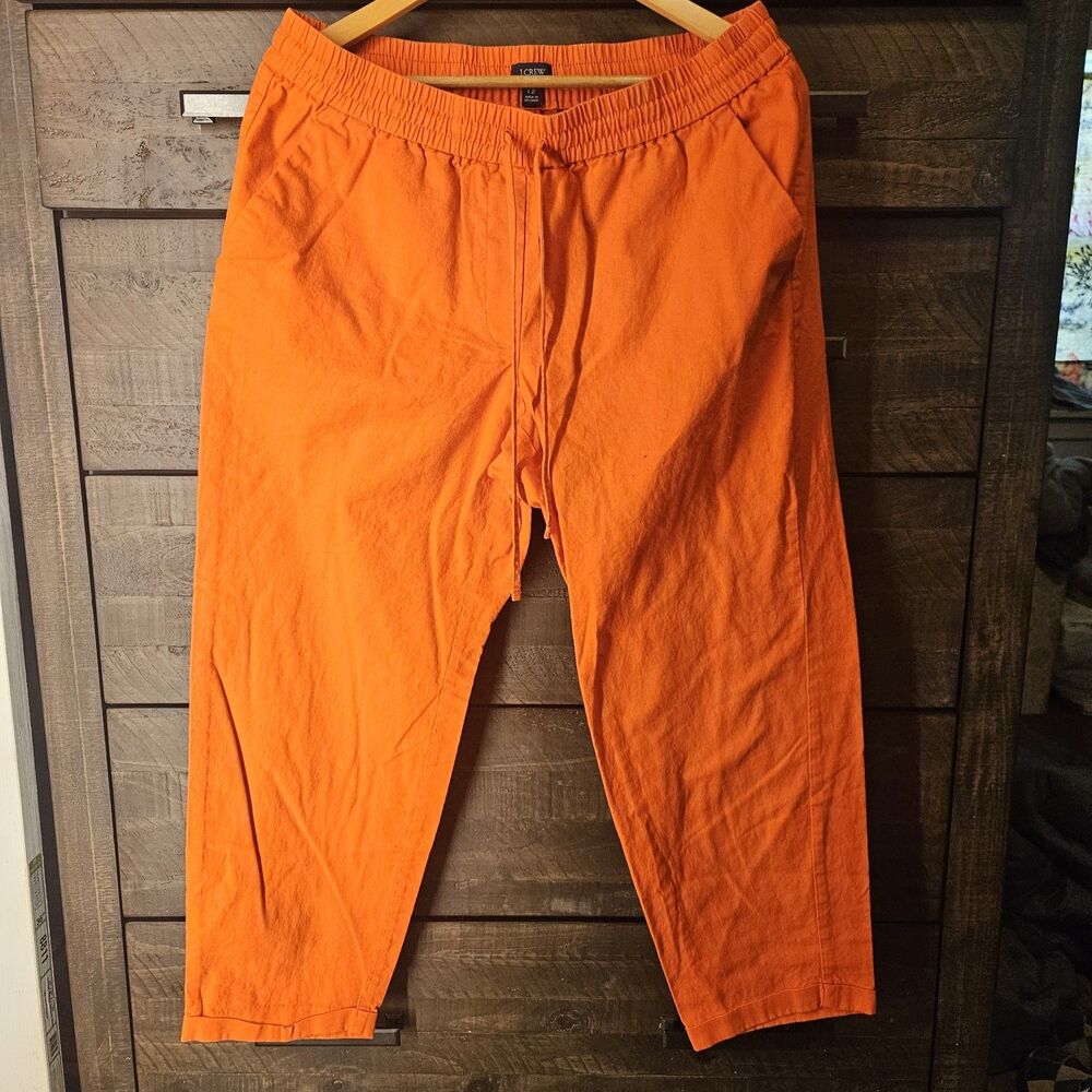 J Crew Linen Cotton Blend Drawstring Pants Size 12